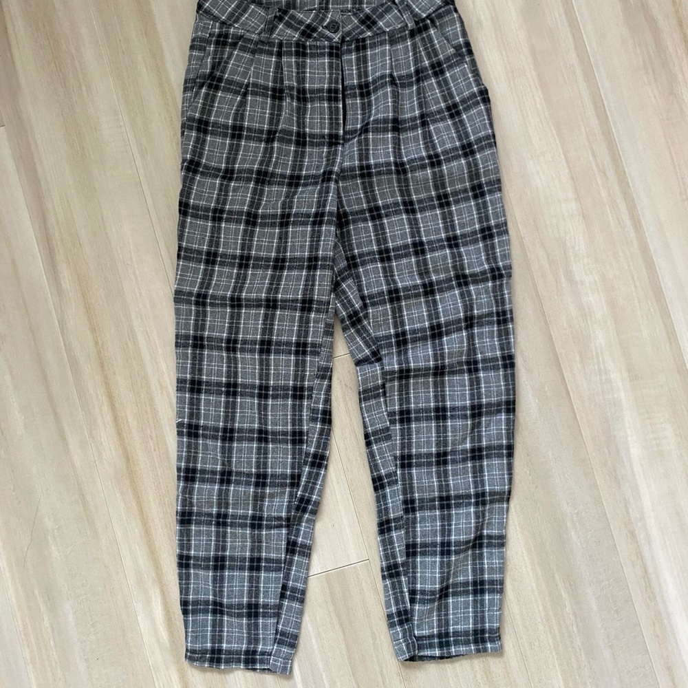 Plaid Black and Gray Pants